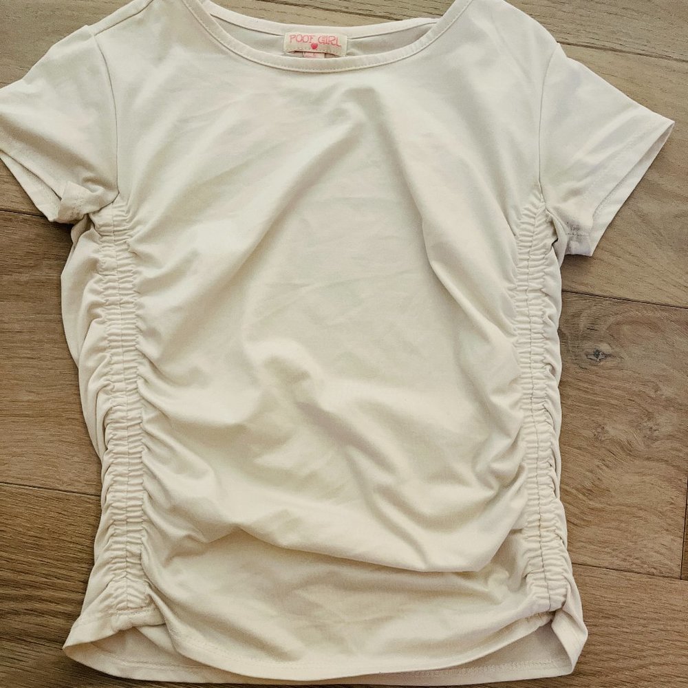 kid girl elastic shirt cream